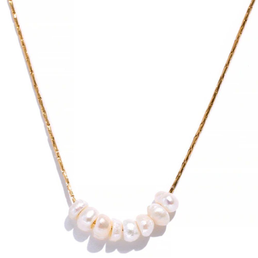 Delicate Seed Pearl Beaded Gold Necklace